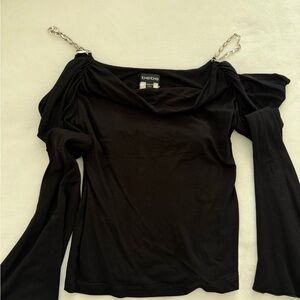 Bebe Black Top with Chain Details